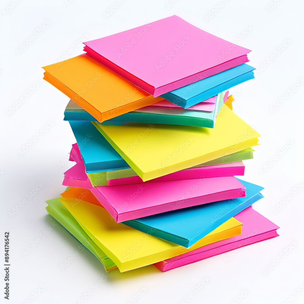 a stack of colorful post it notes in various sizes isolated on w a stack of colorful post it notes in various sizes isolated on w