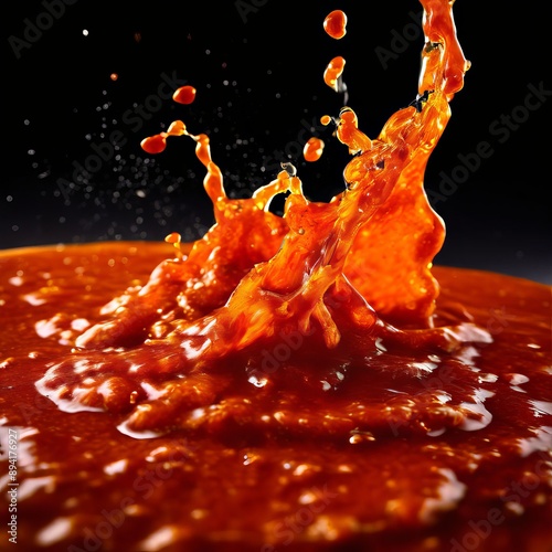 a wave of hot sauce fiery and intense leaving a spicy trail clos