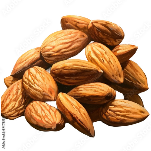 almonds on white background