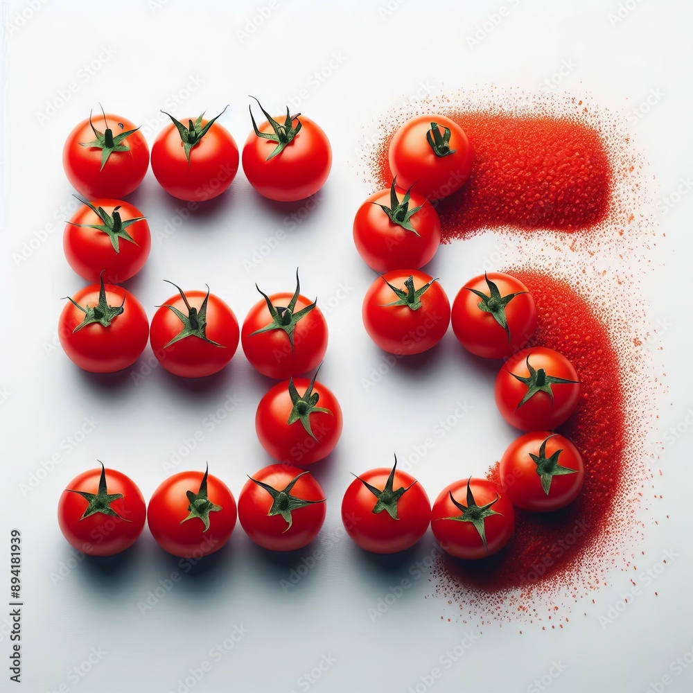 Vibrant red cherry tomatoes positioned in a line to add a pop of Vibrant red cherry tomatoes positioned in a line to add a pop of
