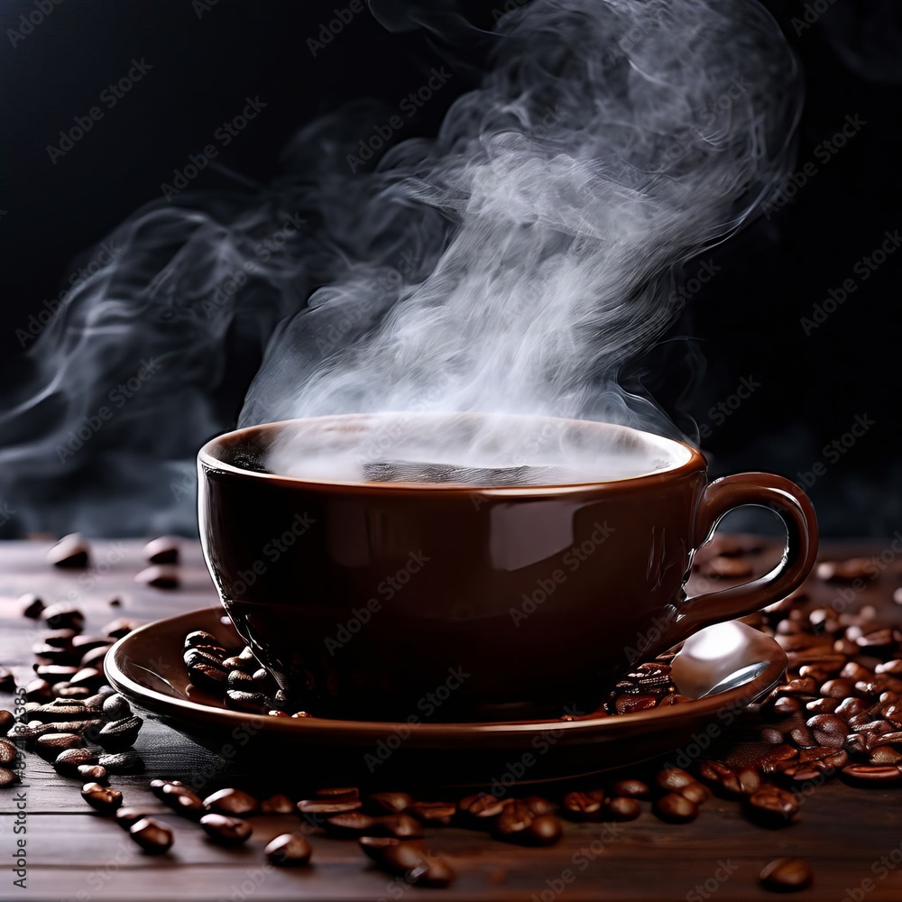 waves of steam rising from a hot cup of coffee creating a comfor waves of steam rising from a hot cup of coffee creating a comfor
