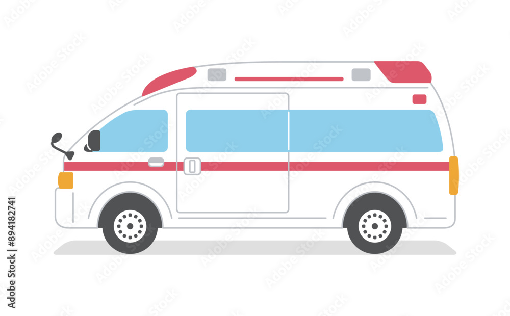 Naklejka premium シンプルで分かりやすい救急車のイラスト素材