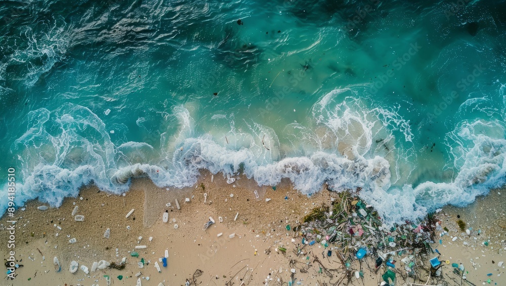 Aerial view of the Indian Ocean polluted by plastic trash Aerial view of the Indian Ocean polluted by plastic trash