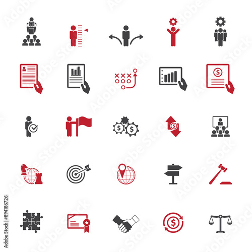 Universal business management and human resources icon set. Universal icons for web and mobile. Vector.	