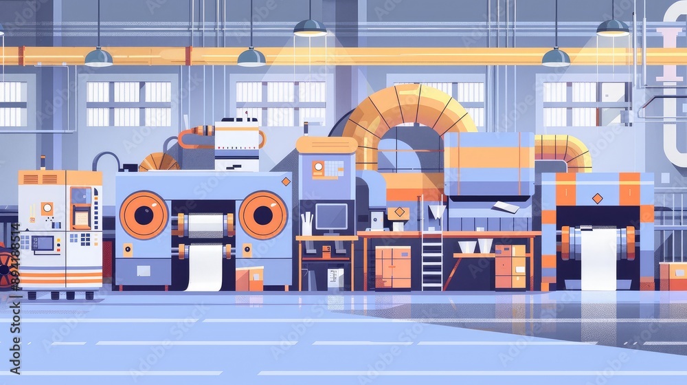 Fototapeta premium High-Tech Industrial Printing Press in Modern Factory