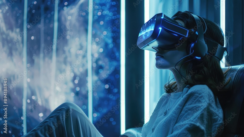 Fototapeta premium Immersive Virtual Reality Experience in a Futuristic Setting