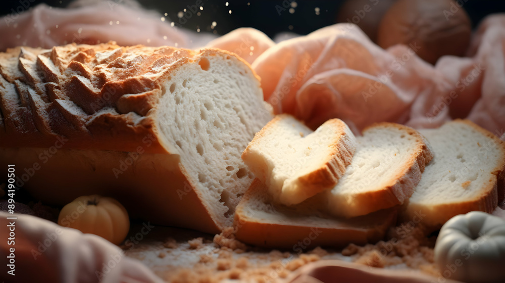 Freshly Baked White Bread Slices Freshly Baked White Bread Slices
