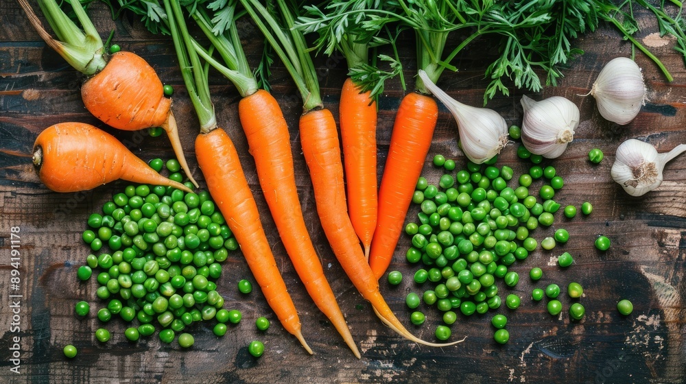 Carrots and peas to be cooked Carrots and peas to be cooked