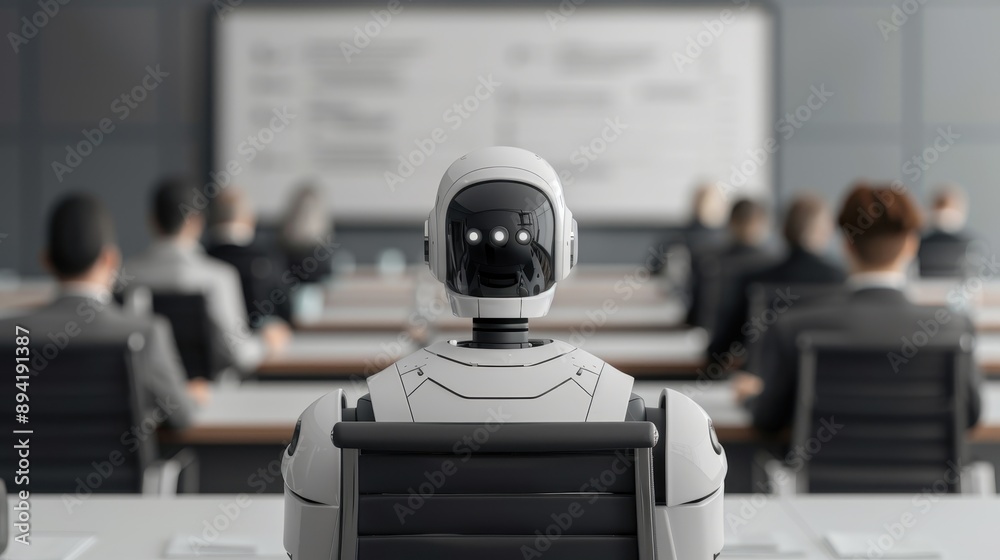 Obraz premium Executive training on governance best practices front view promoting excellence and standards robotic