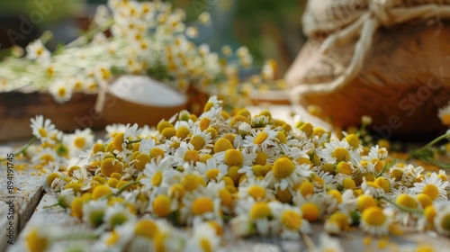 Chamomile flowers dried for tea