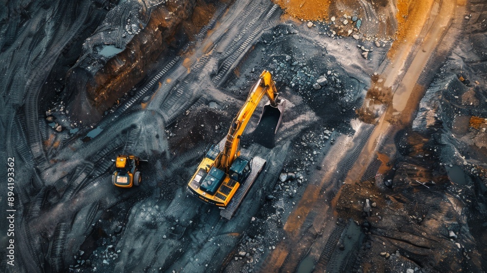 Obraz premium Excavator Working in a Quarry.