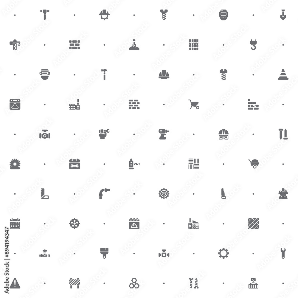 Fototapeta premium Seamless pattern Labor Day and industry icon on white background. Included the icons as engineer, architect, service, job, worker, factory, builder, labour, employee, helmet And Other Elements