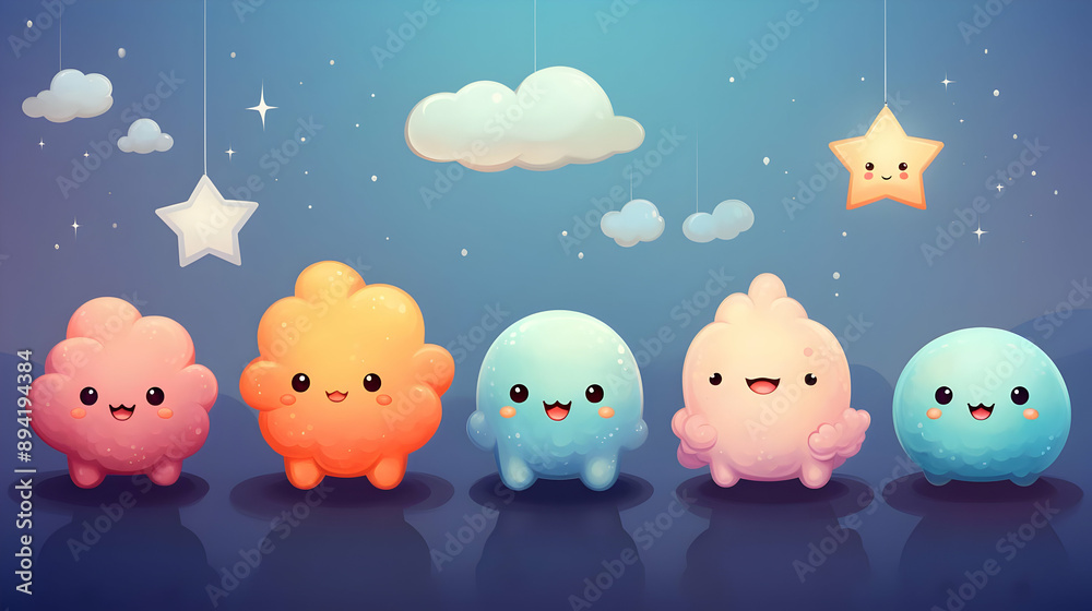 Cute Cloud Friends Under the Stars Cute Cloud Friends Under the Stars