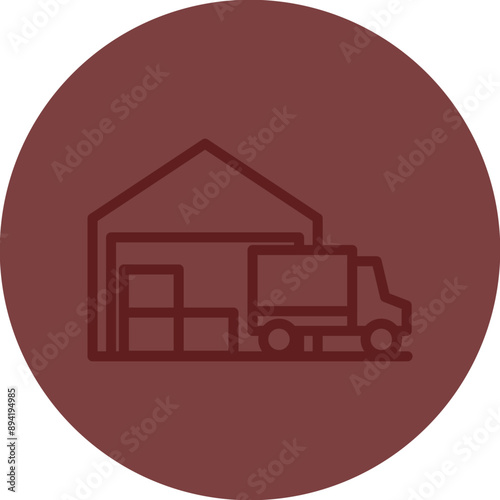 Warehouse Vector Line Maroon Circle Maroon