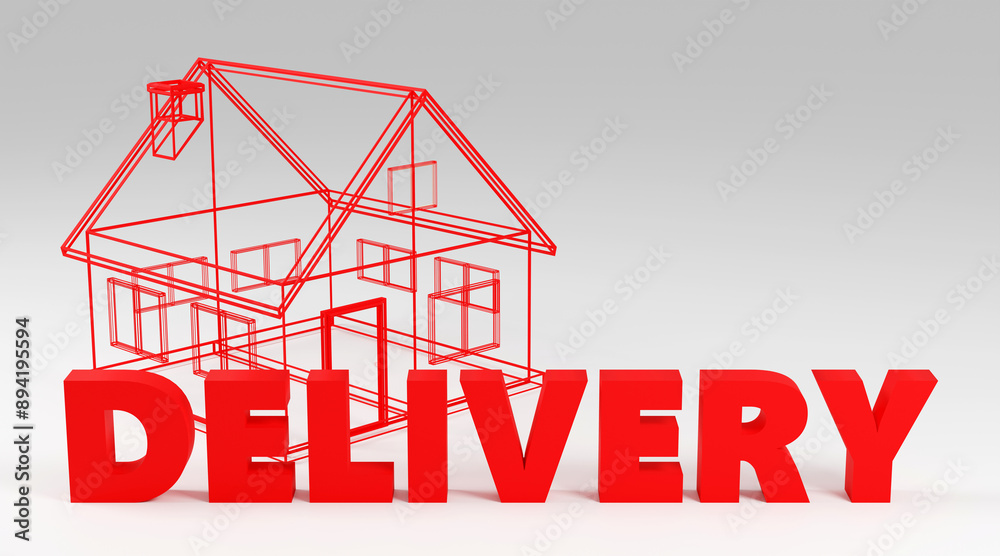 3d render sign delivery made by red and light background. Simple minimalism concept. 3d render sign delivery made by red and light background. Simple minimalism concept.