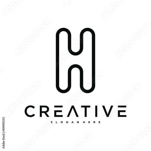 Creative abstract initial letter H logo design. Preamium Vector