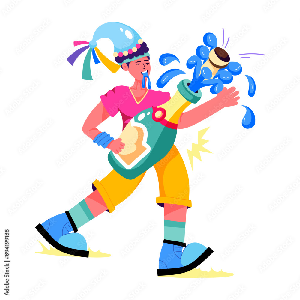 Fototapeta premium A flat style illustration of champagne celebration 