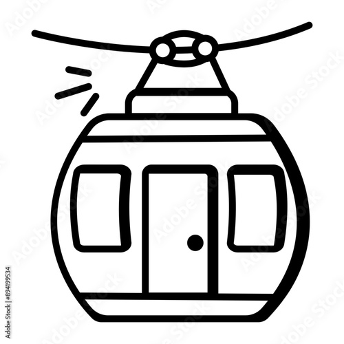 A doodle style icon of cable car 