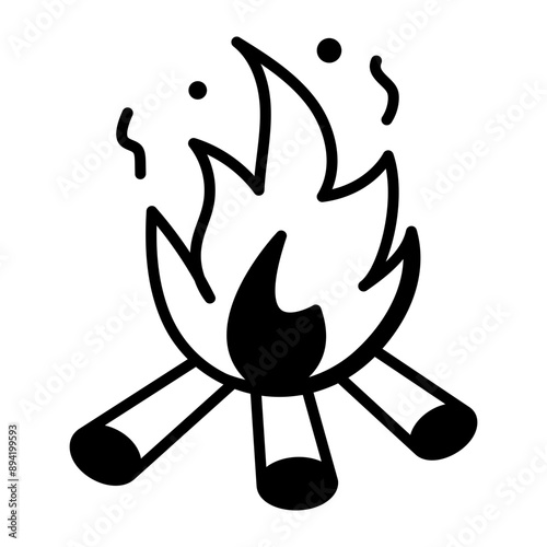 A doodle icon of winter bonfire 