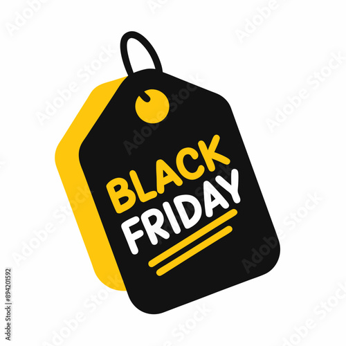 Vector illustration of Black Friday shopping frenzy with bold fonts and eye-catching designs perfect for promoting sales events
