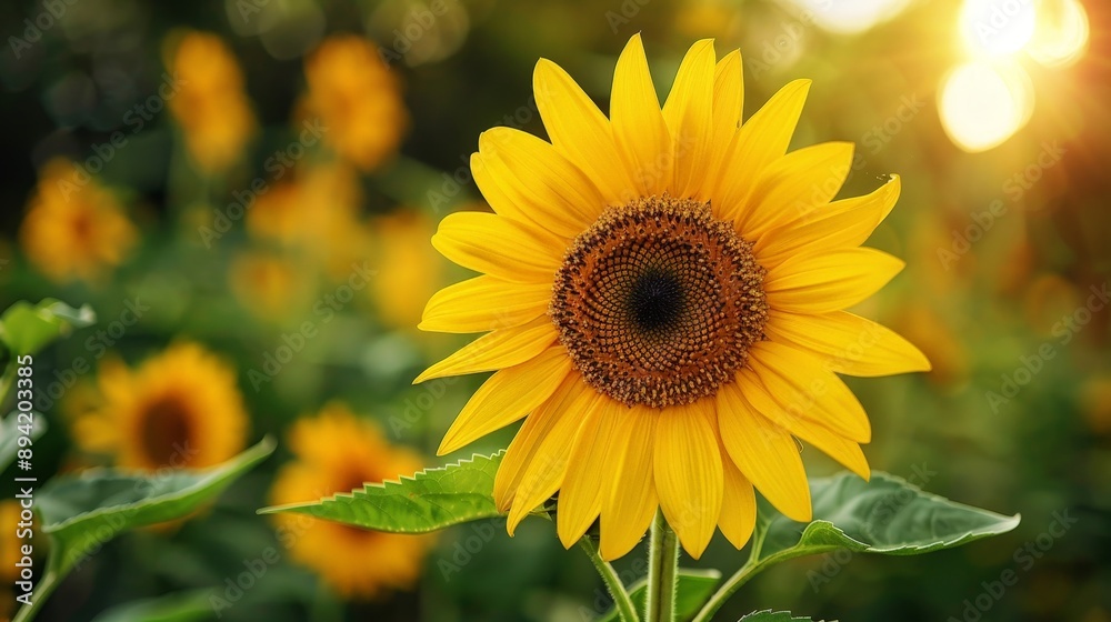 Close-up of a yellow sunflower with a detailed center Close-up of a yellow sunflower with a detailed center