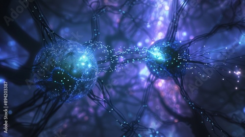 Artistic Representation of Quantum Entanglement with Neural Connections for Science and Technology Prints or Posters