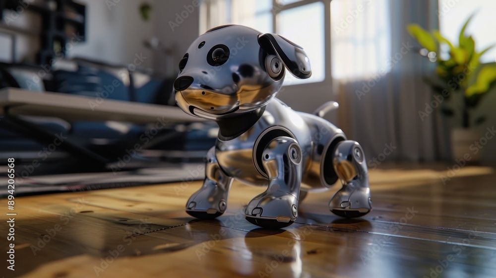 Fototapeta premium Aibo walks with its robot dog
