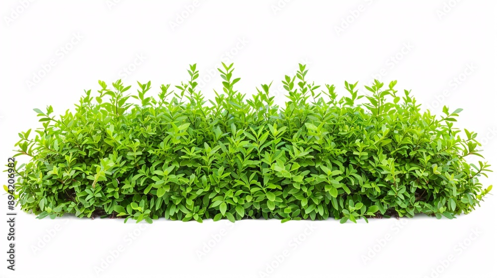 Fototapeta premium Tall verdant shrub isolated on pure white backdrop.