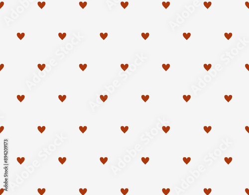 Pattern with hearts, small red hearts on a light background, regular uniform print, vector seamless background, cute pattern for Valentine's Day decoration, printing on fabrics, paper, wallpaper