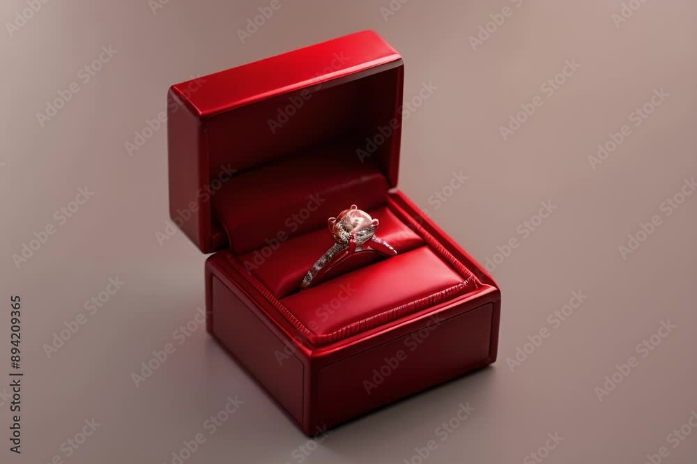 An exquisite wedding ring in a jewelry box. Antique piece on a white background. The jewelry box rotates, close-up, studio shot. An exquisite wedding ring in a jewelry box. Antique piece on a white background. The jewelry box rotates, close-up, studio shot.