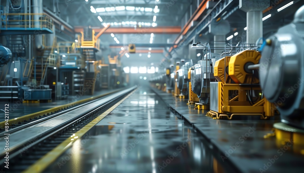 Modern factory interior with advanced machinery Modern factory interior with advanced machinery
