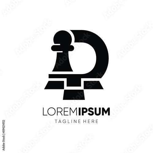 Letter D Pawn Chess Logo Design Vector Icon Graphic Emblem Symbol Illustration