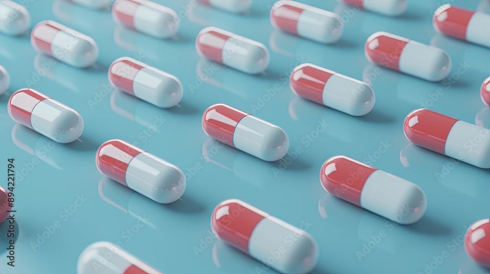 pink and white pills on blue background, medicine background wall paper pink and white pills on blue background, medicine background wall paper