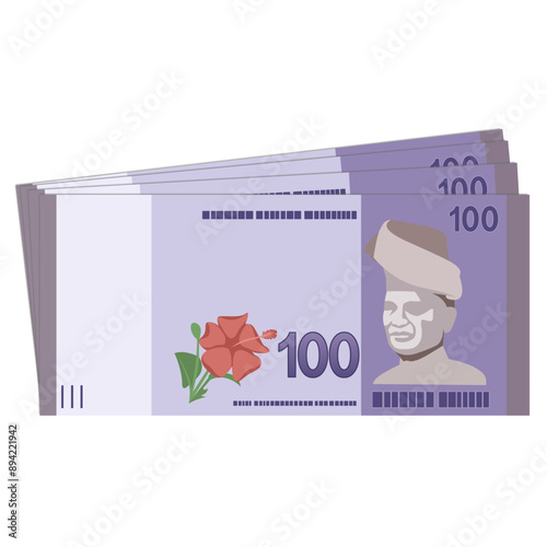Malaysia currency MYR Malaysia Ringgit, paper money banknote cash hundred ringgit RM100