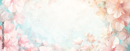 パステルカラーのローポリフローラルパターンの美しい背景