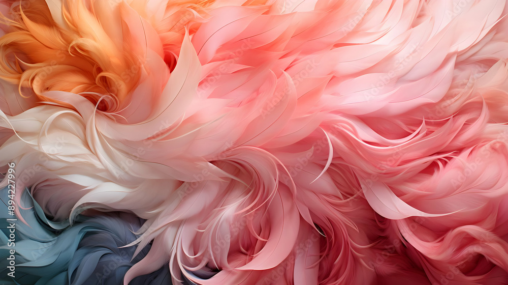 Abstract Pink & Orange Feathers Background