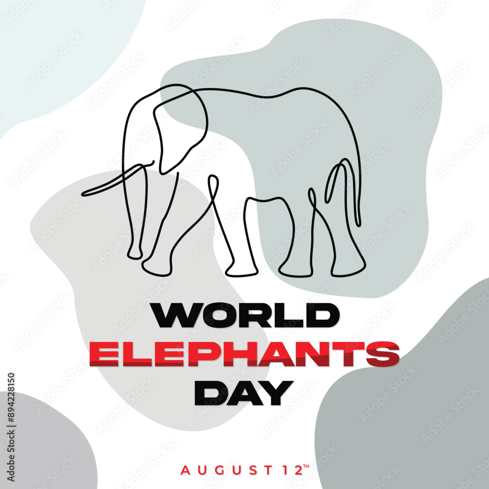 Obraz premium World Elephant Day continuous line design template background