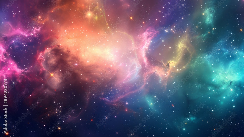 Cosmic Nebula Space Scene Featuring Colorful Galactic Clouds and Stars Ideal for Science Poster Design Cosmic Nebula Space Scene Featuring Colorful Galactic Clouds and Stars Ideal for Science Poster Design