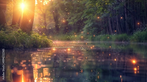 Enchanting High Angle View of Glowing Mystical Swamp - Magical Landscape Nature Photography