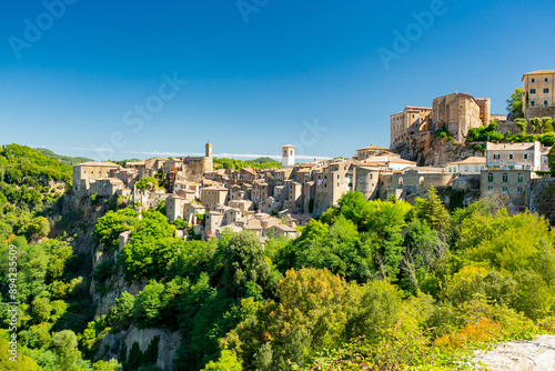 Sorano, Italy. View of the old town 