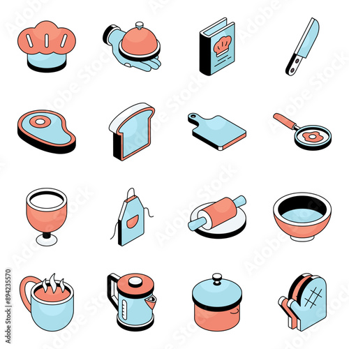 Pack of Kitchen Flat Icon
