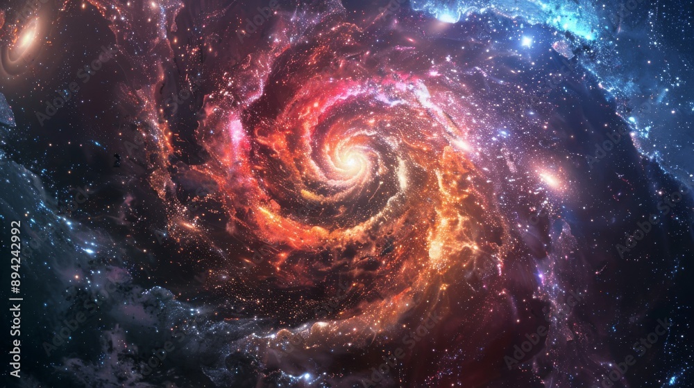 Spiral Galaxy in Outer Space, Cosmic Scene for Science Fiction and Space Exploration, Design for Print or Poster Spiral Galaxy in Outer Space, Cosmic Scene for Science Fiction and Space Exploration, Design for Print or Poster