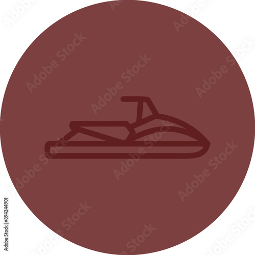Jet ski Vector Line Maroon Circle Maroon