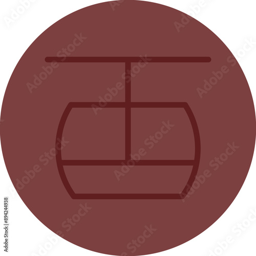 Cable car Vector Line Maroon Circle Maroon