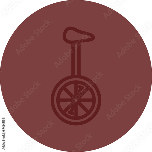 Unicycle Vector Line Maroon Circle Maroon