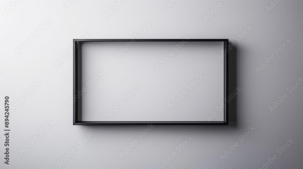 Black frame on white wall with copy space. Black frame on white wall with copy space.
