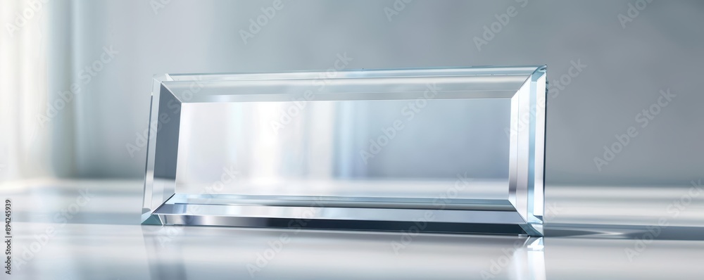 Clear glass rectangle award with beveled edges. Clear glass rectangle award with beveled edges.