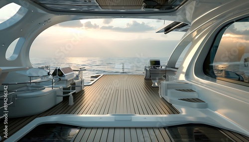 Wallpaper Mural Modern Yacht Deck with Sunset View Torontodigital.ca