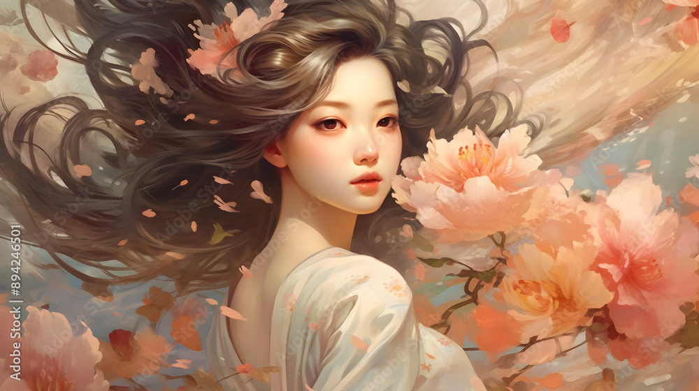 Beautiful Woman in Blossoms Beautiful Woman in Blossoms