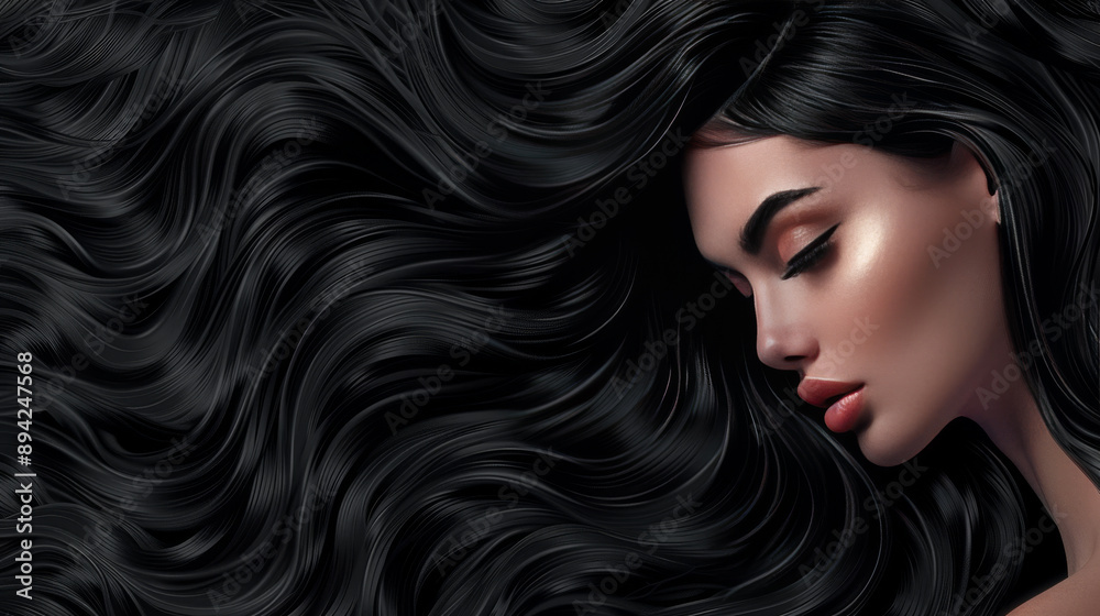 Beauty brunette girl with long and shiny wavy black hair . Beautiful woman model with curly hairstyle. Beauty brunette girl with long and shiny wavy black hair . Beautiful woman model with curly hairstyle.
